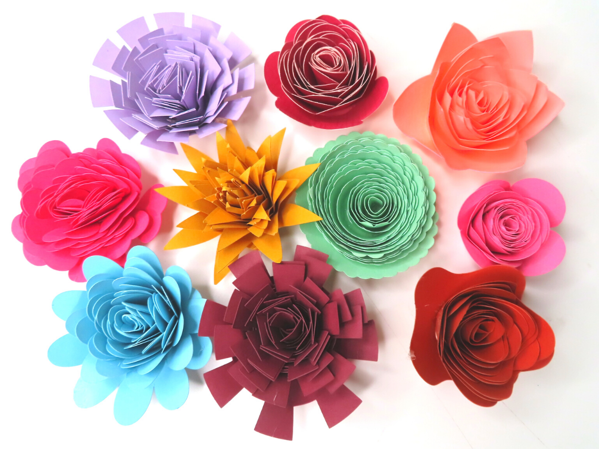 How to Make Cricut Paper Flowers (All 10!)  Paper flowers, Paper flowers  diy, Rolled paper flowers