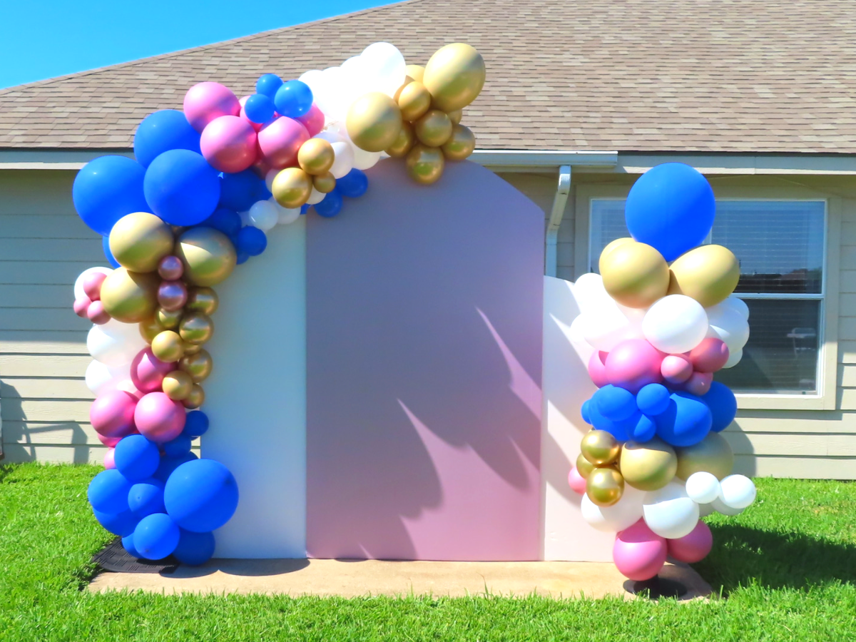 Use painters tape to attach balloons to a wall at your home birthday party  and use as a bac…