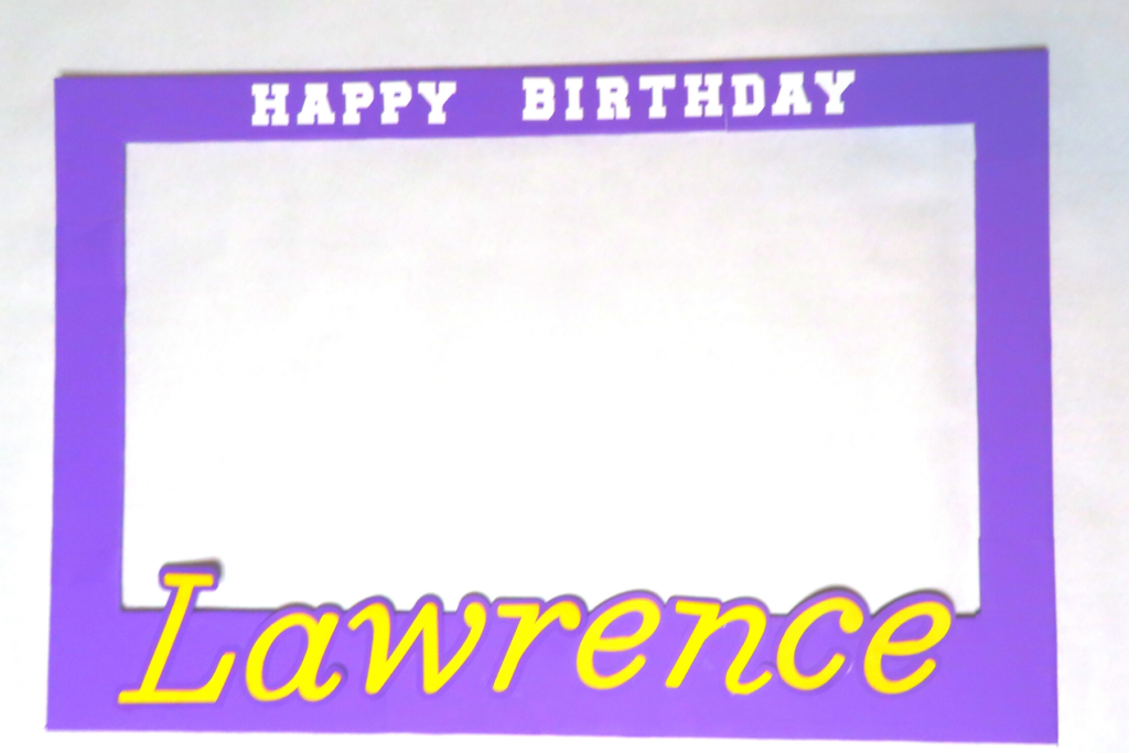 Purple and Gold Football Party Selfie Frame that reads "Happy Birthday Lawrence" | 5 Amazing Football Party Decorations