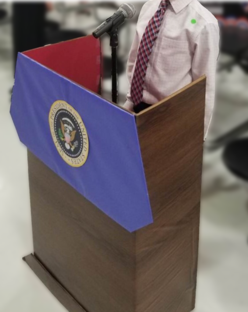Completed DIY presidential podium | How to Make a Presidential Podium