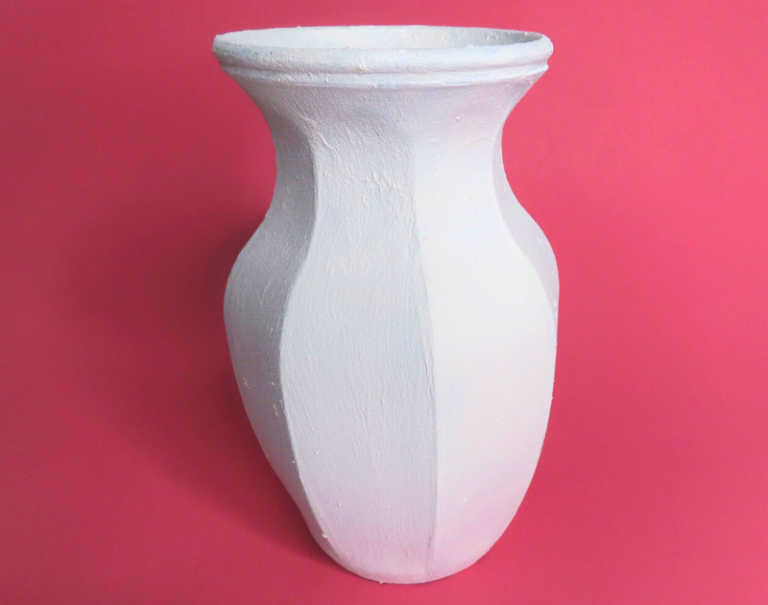A Vase completely covered in a mixture of white acrylic paint and baking soda