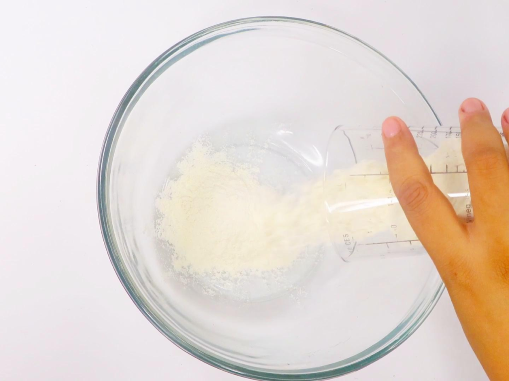 Pour flour into a mixing bowl
