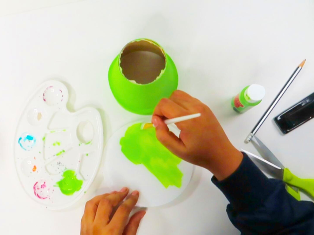 How to Make a Leprechaun Trap for St. Patrick's Day Fun | Painting the cake plates with green acrylic craft paint